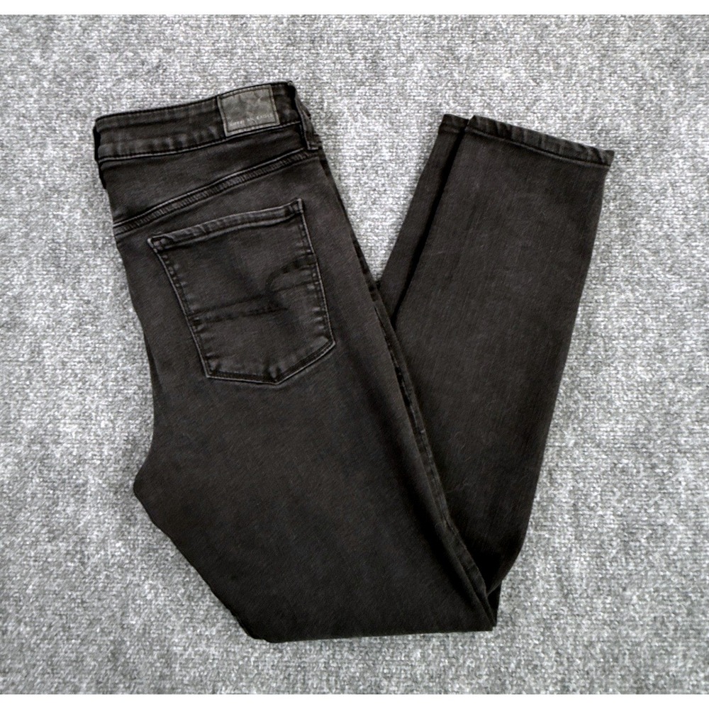 American Eagle Jeans Womens 14 Long Black Next Level Stretch Straight Denim